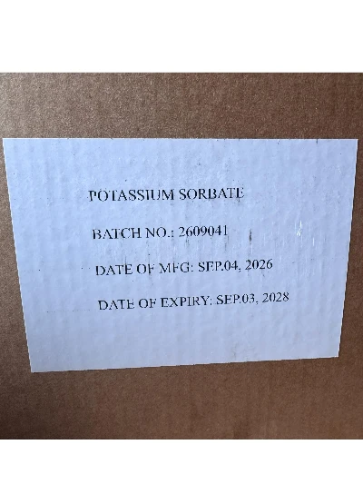 A carton of potassium sorbate prepared for the mixed-product shipment to Jebel Ali. A carton of potassium sorbate prepared for the mixed-product shipment to Jebel Ali.